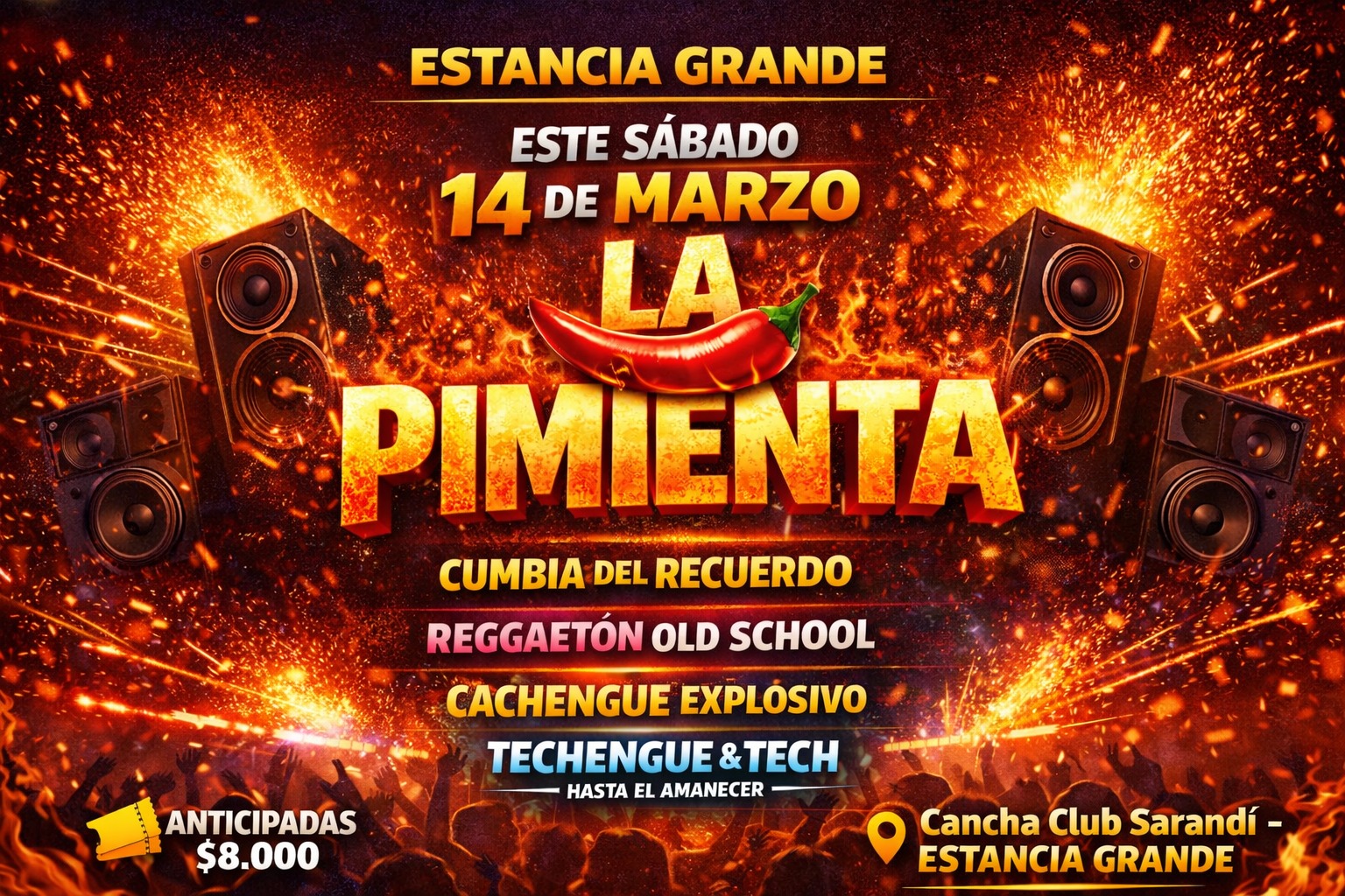 “LA PIMIENTA” llega a Estancia Grande con una noche explosiva de ritmos y fiesta